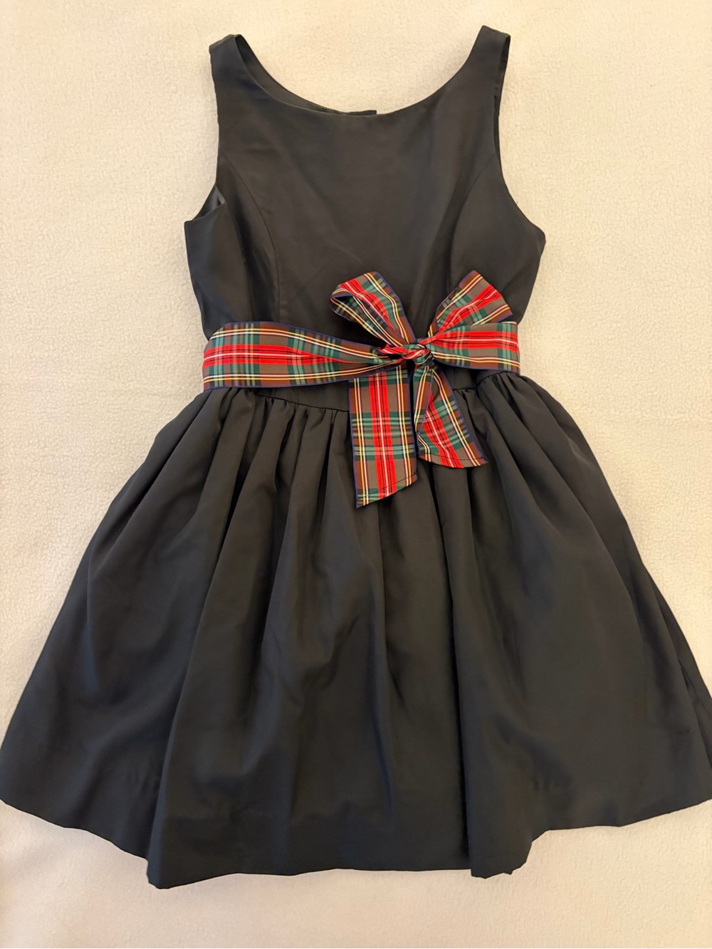 Ralph Lauren Black Button Down Dress with Plaid Ribbon